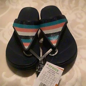 CROCS Monterey Bead Wedge Flip Sandals